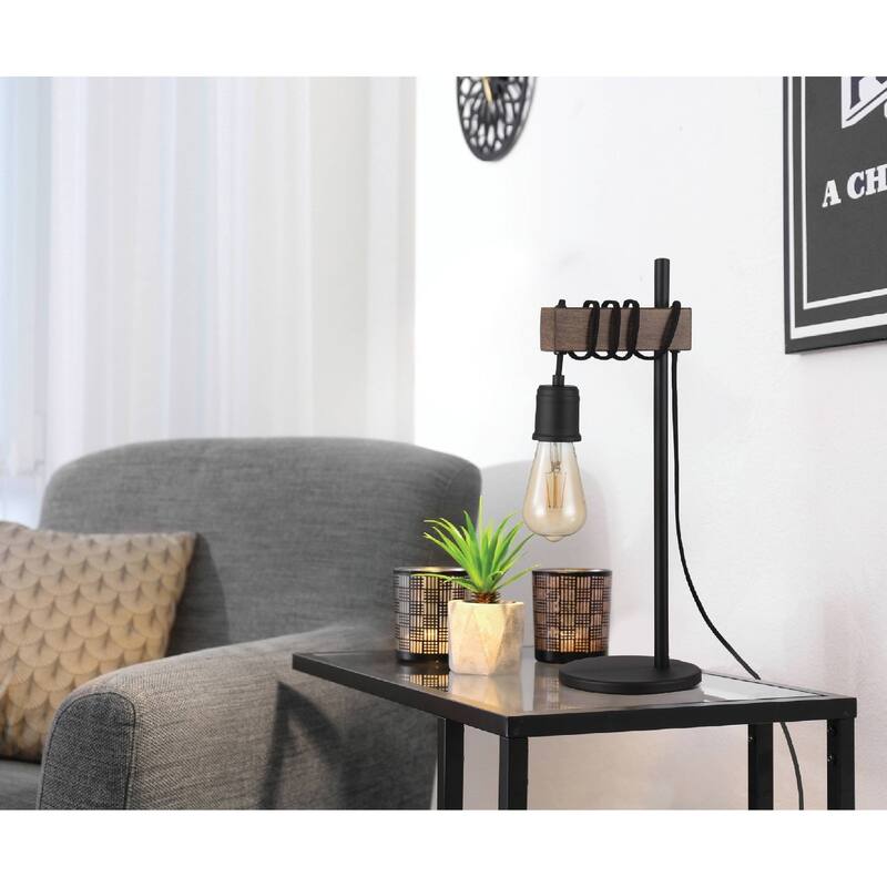 Eglo Violon 1-Light Black and Dark Brown Table Lamp