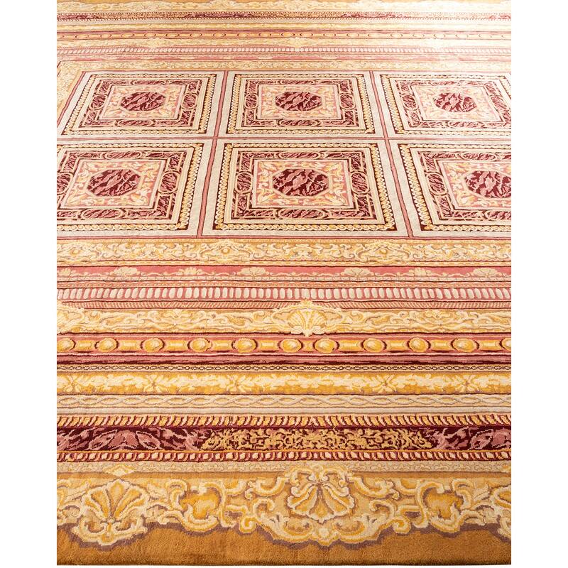 Traditional Oriental Yellow Area Rug - 9' x 12'
