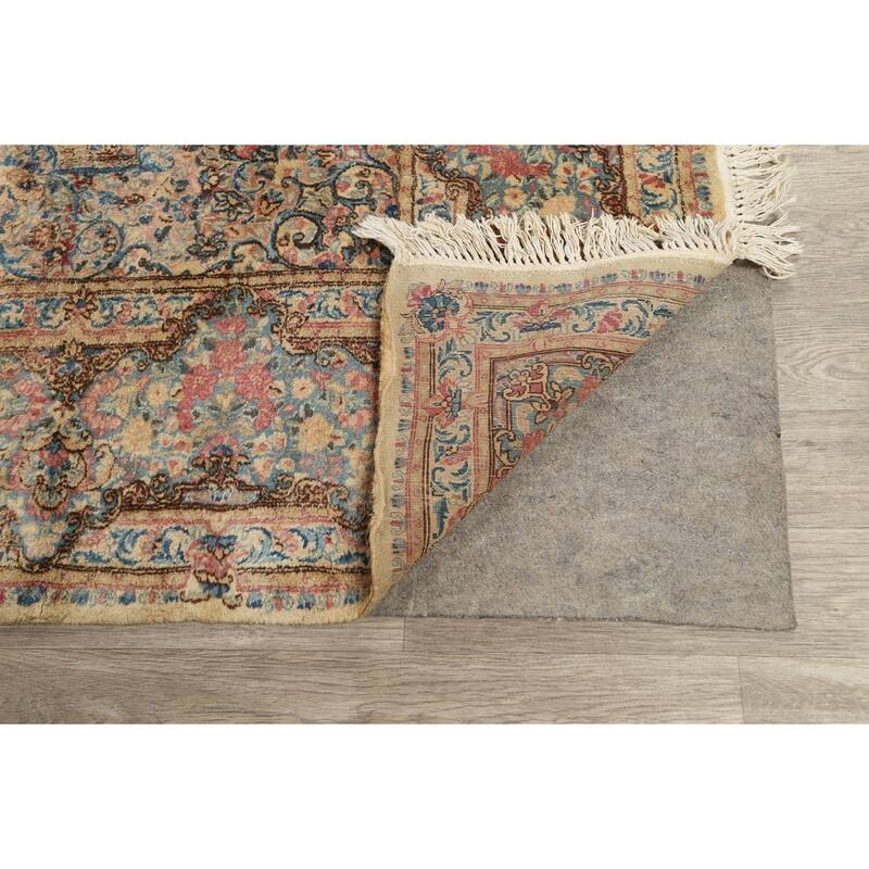 Vegetable Dye Floral Kerman Persian Area Rug Handmade Wool Carpet - 8'9" x 11'5"