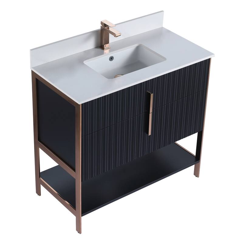 Fine Fixtures Serenity Modern Bathroom Vanity with White Stone Top