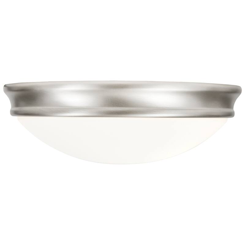 Access Lighting Atom - 3-Light 14" Flush Mount - Brushed Steel Finish - Opal Glass Shade