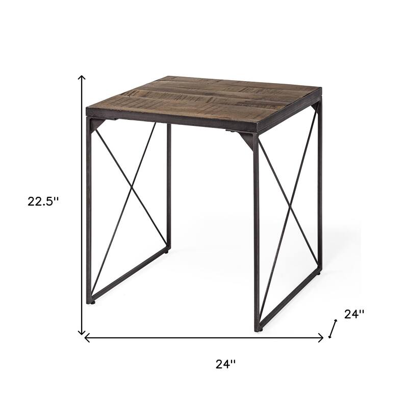 HomeRoots 23" Brown Solid Wood Square End Table - 24' X '22.5' X '24