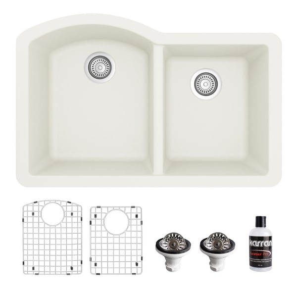 Karran Undermount Quartz 32 in. 60/40 Double Bowl Kitchen Sink Kit. Opens flyout.