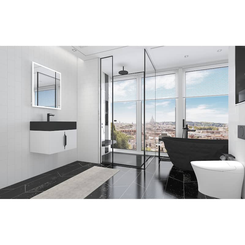 Nile 24-Inch Wall Mounted Bathroom Vanity Set w/ Black Top