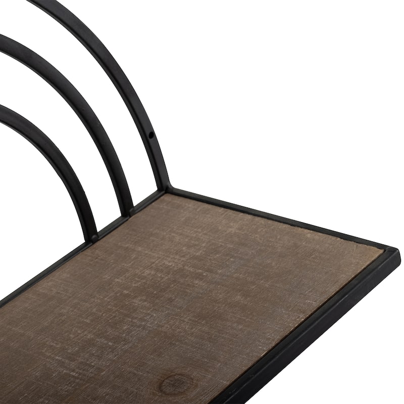 Set of 2 Metal and Wood Rainbow Shaped Shelves Floating Shelves, Mounted Shelves For Storage - 17" x 7" x 20" - 17" x 7" x 20"