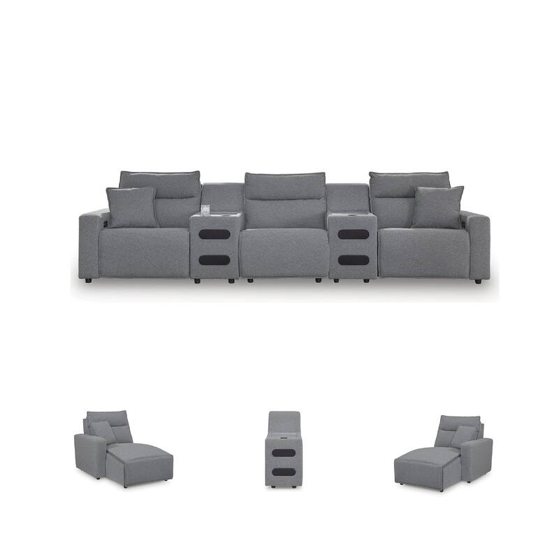 Signature Design by Ashley ModMax II Gray 5-Piece Power Reclining Sectional - 152"W x 41"D x 41"H