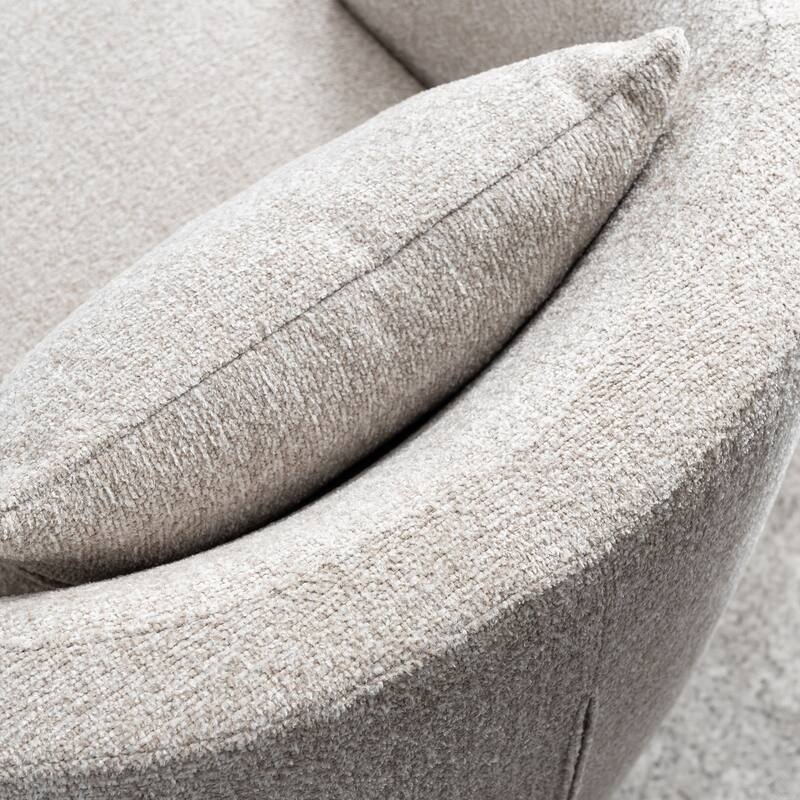 Round Barrel Accent Chair Modern Fabric Swivel Boucle Armchair