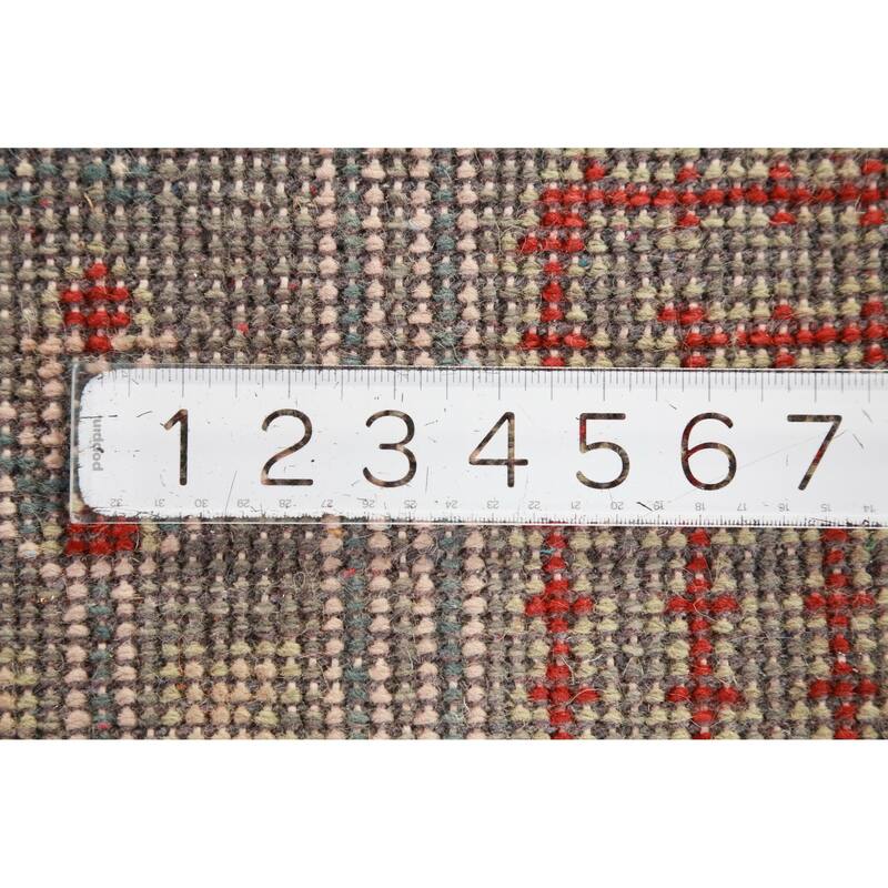 Hand Knotted Oriental 100% Wool Carpet Traditional Geometric Greys & Charcoal Heriz (serapi) Area Rug - 5' 11'' X 2' 7''