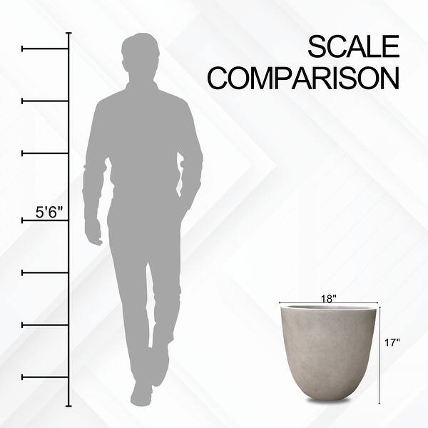 dimension image slide 10 of 11, Kante 18 Inch Dia Round Concrete Planter, Indoor Outdoor Large Plant Pot