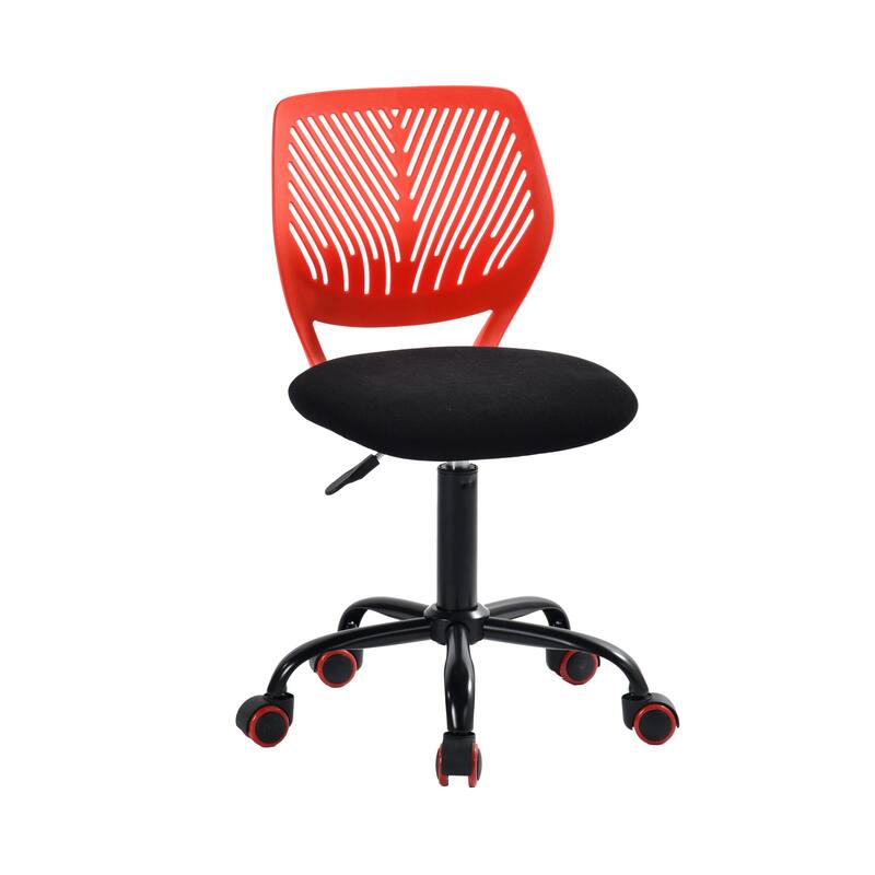 Writing Task Chair 360 Swivel,Low Mid PP Mesh Back Fabric Seat, Height Adjustable - Red
