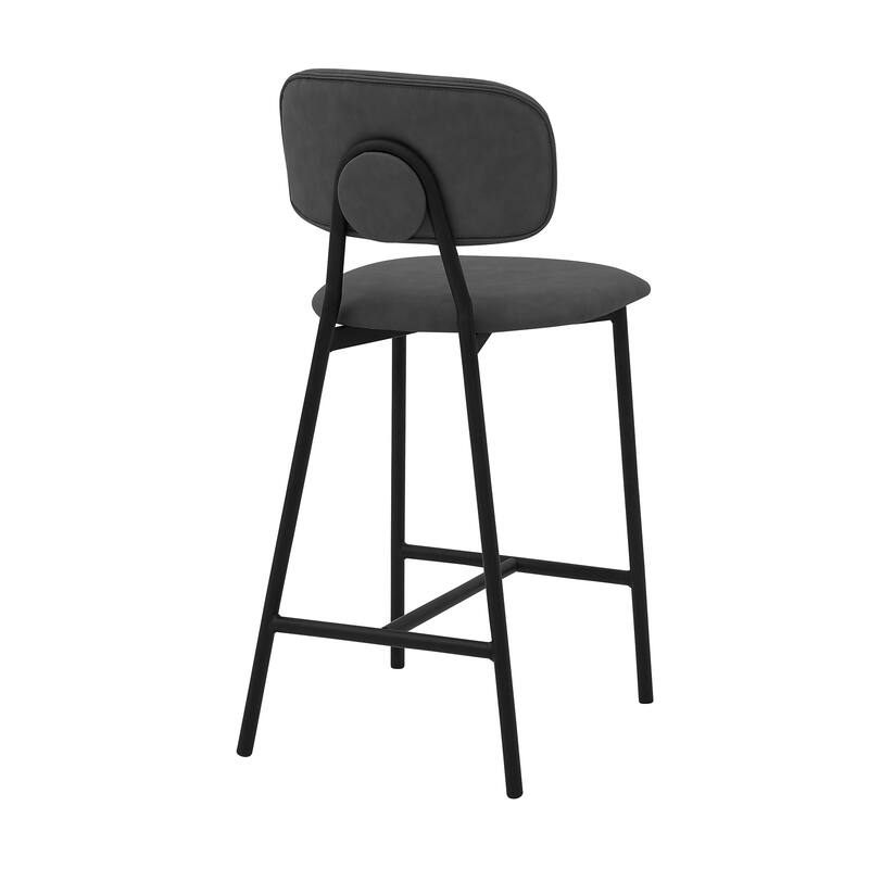 Rococo Faux Leather and Metal Upholstered Counter Height Bar Stool