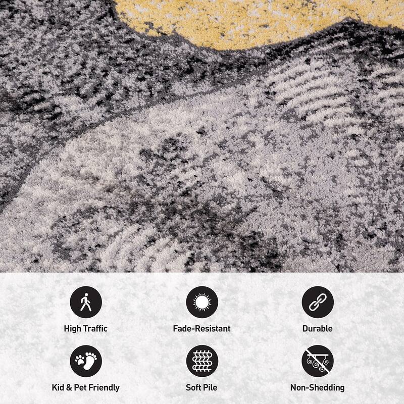 World Rug Gallery Contemporary Floral Design Black Area Rug