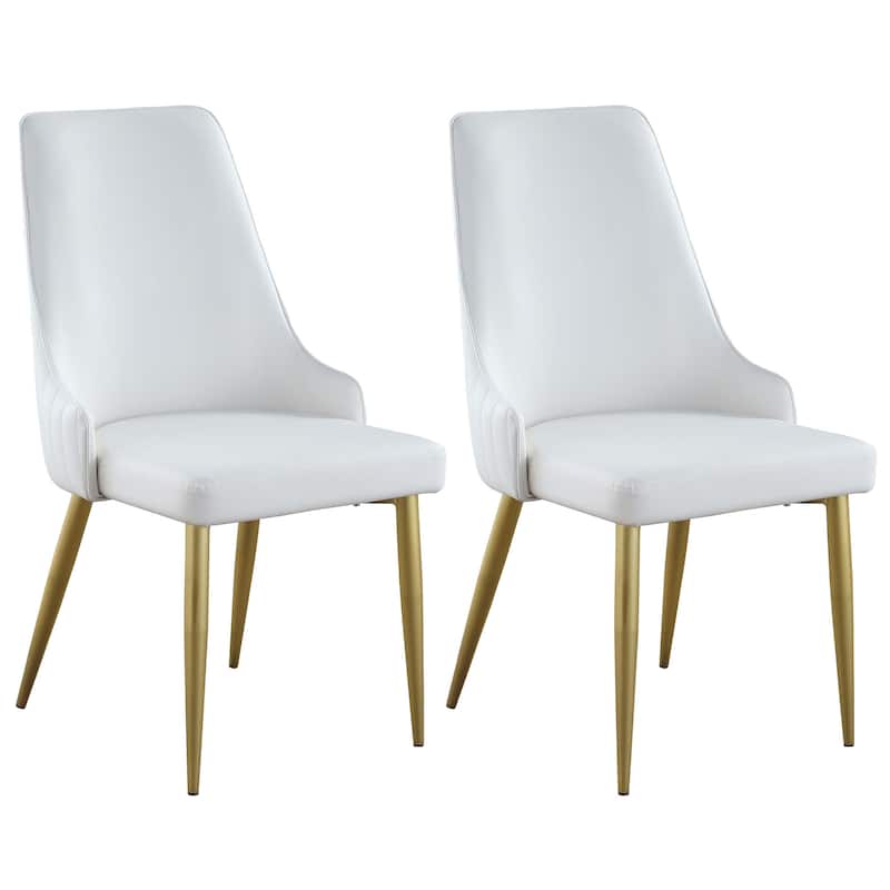 Somette White/Gold Krystal Modern Side Chair, Set of 2