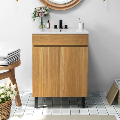 Moasis 24 Inch Bathroom Vanity with Undermount Sink and Soft Close Door Modern Design