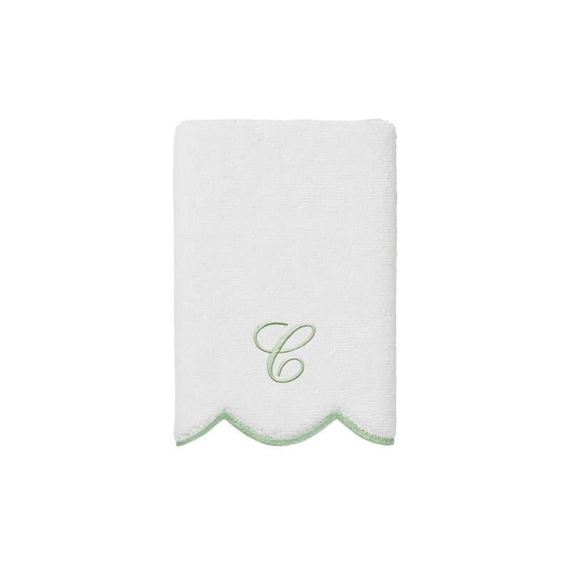 Authentic Hotel and Spa 100% Turkish Cotton Green ADORNIA Scallop Personalized 3 Piece Towel Set - 3 Piece Set