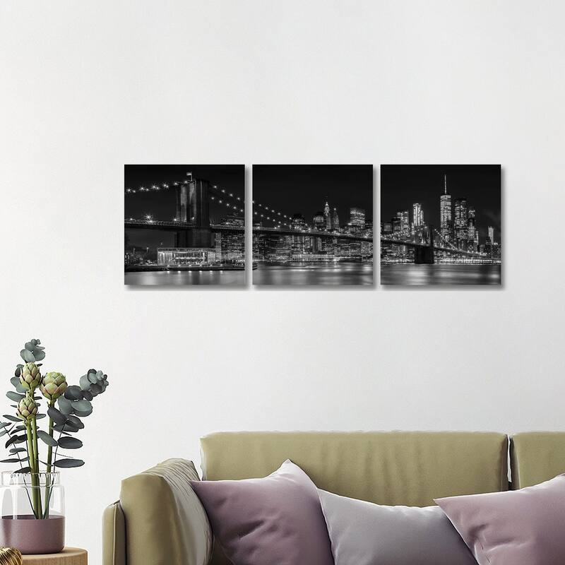 iCanvas "NYC Nightly Impressions" by Melanie Viola 3-Piece Canvas Wall Art Set - 16x48x1.5