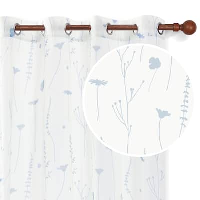 Deconovo Floral Pattern Light-filtering Sheer Curtains 2 Panels - W52 x L84