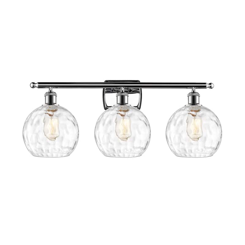 Innovations Lighting Athens Water Glass 3 Light 26" Bath Vanity Light - 8" Shade - Polished Chrome