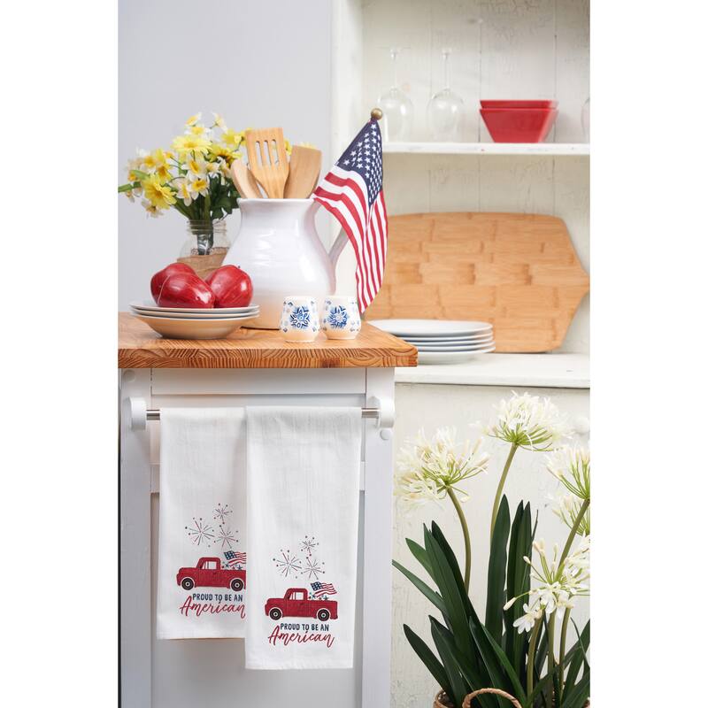 Proud To Be An American Kitchen Towel Patriotic Dishtowel Decor