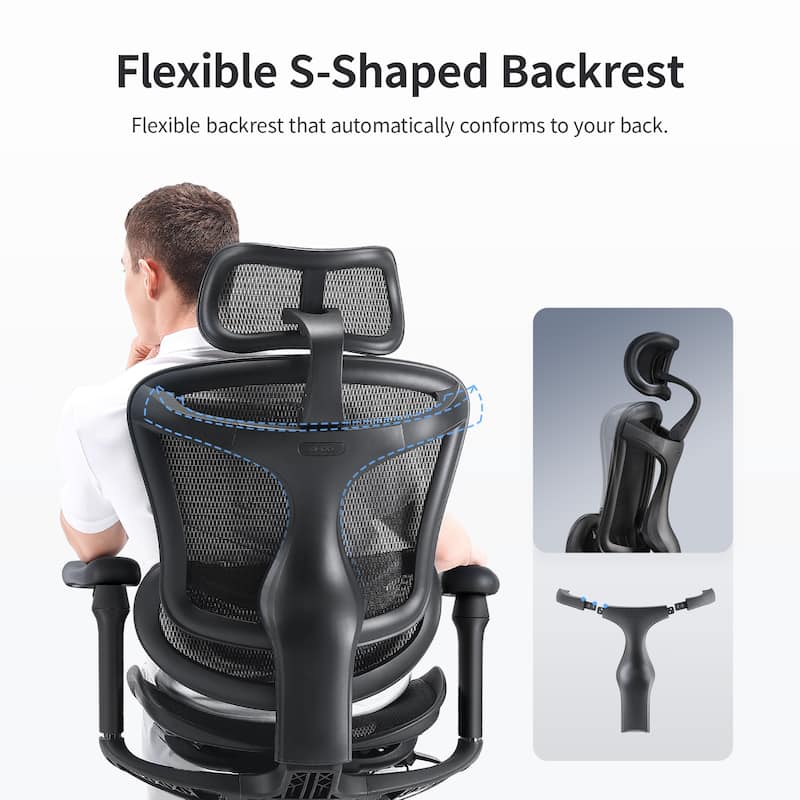 SIHOO Ergonomic Ofiice Chair Doro-C300, Auto-Adaptive Lumbar Support, and 3D Linkage Armrests, Black - 78*70*125