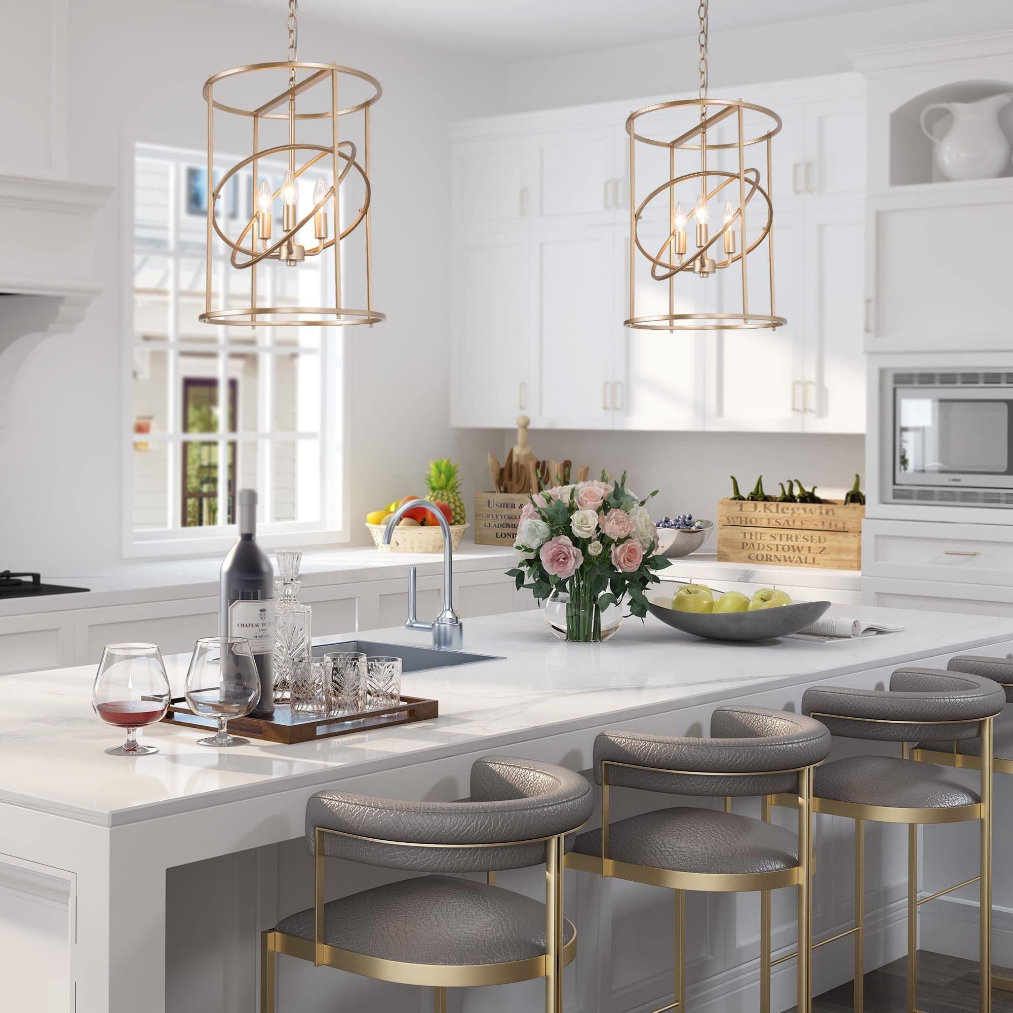 Modern glam gold pendant lights for discount kitchen island dining room