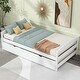 preview thumbnail 1 of 31, Modern Simple Twin Size Platform Bed with Twin Size Trundle Wood Bed Frame for Kids, Teens, Boys or Girls Easy Assembly White