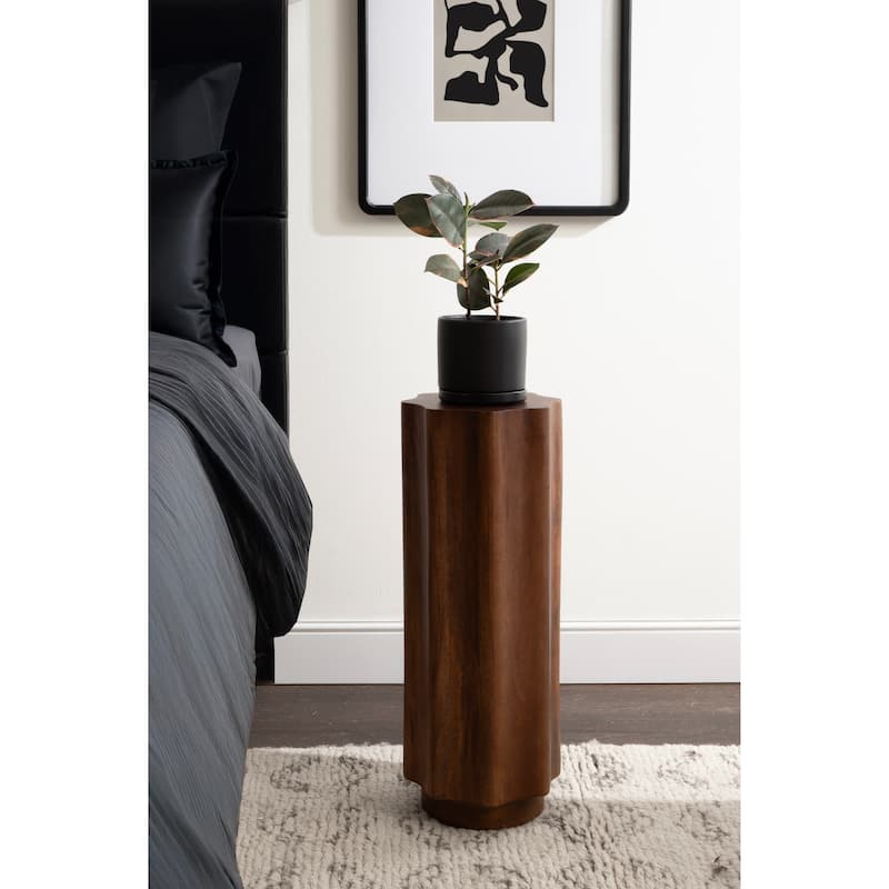 Kate and Laurel Pandey Wavy Wood Drink Table - 9x9x22