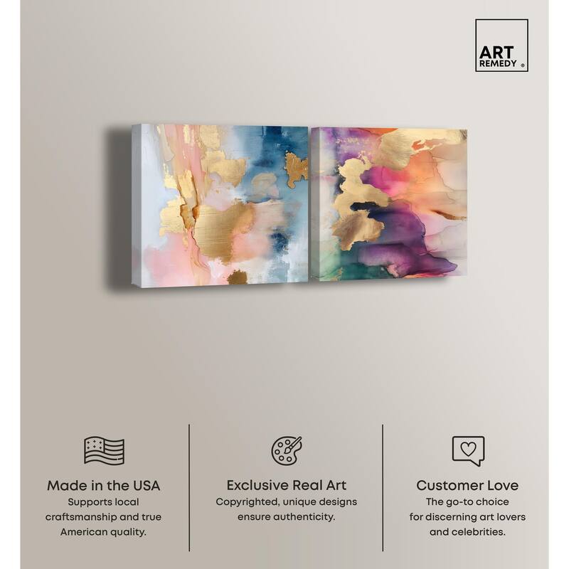 Gold Foil Set Canvas Set of 2 by Art Remedy, Gallery Wrapped