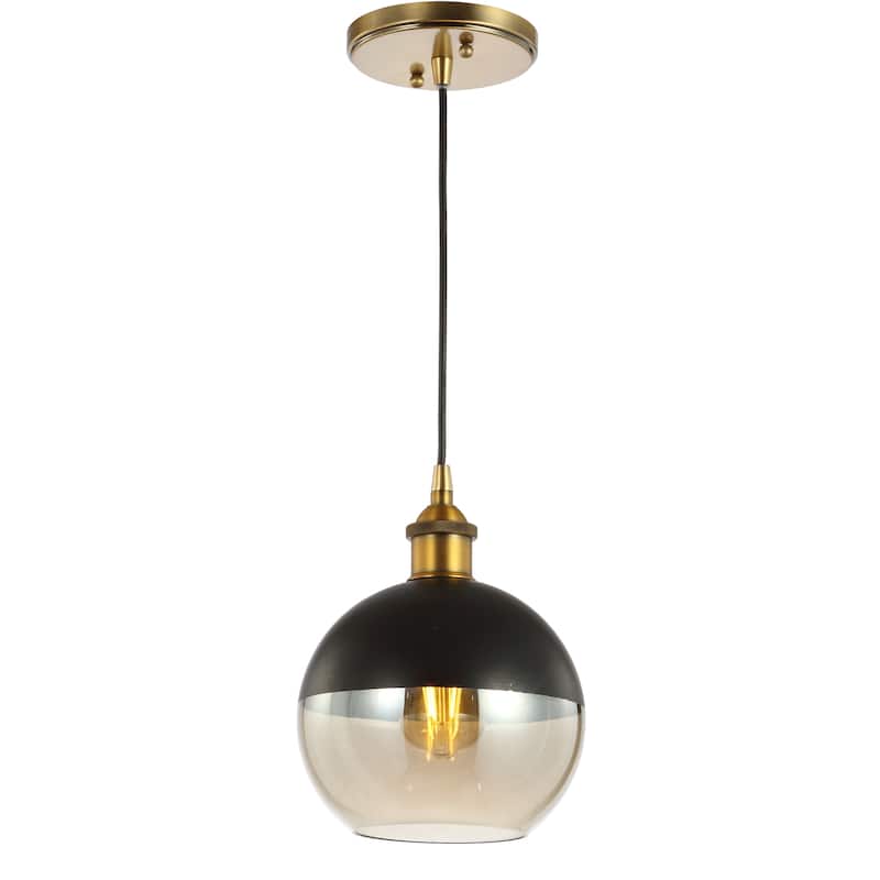 Goldwater 7.5" Adjustable Drop Globe Metal/Glass LED Pendant, by JONATHAN Y