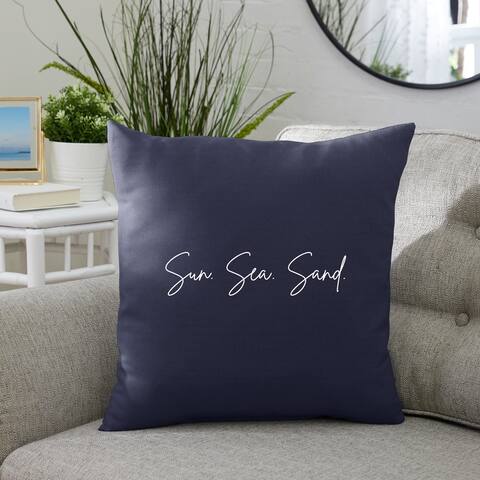 Sun. Sea. Sand. Indoor/Outdoor Embroidered Square Pillow, Knife Edge