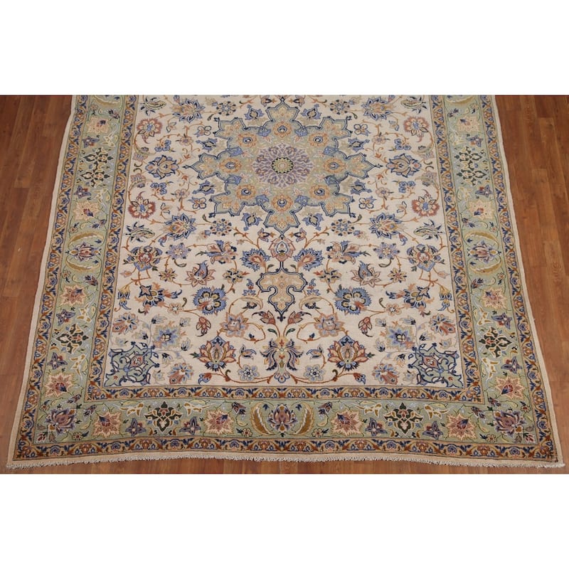 Hand Knotted Oriental 100% Wool Carpet Traditional Floral Beige & Ivories Najafabad Area Rug - 10' 9'' X 8' 2''
