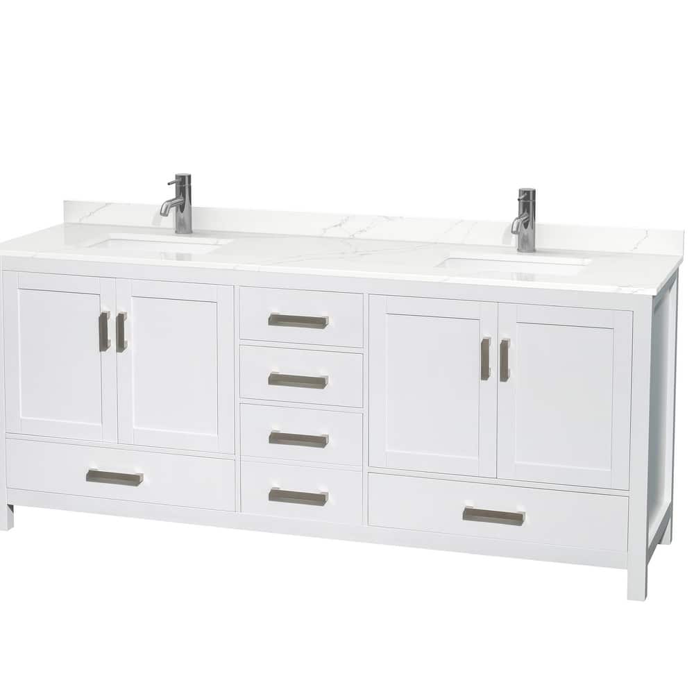 Sheffield 80-inch Double Vanity, Single Hole Quartz Top