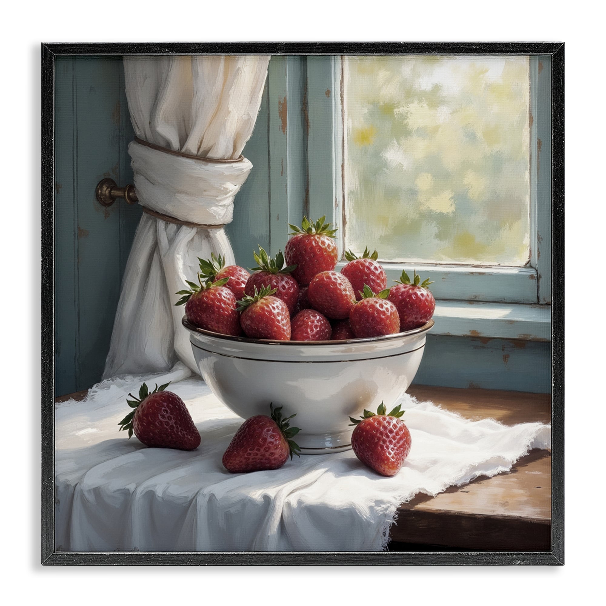 Stupell Strawberry Harvest in Window Framed Giclee Art Design By Lettered and Lined