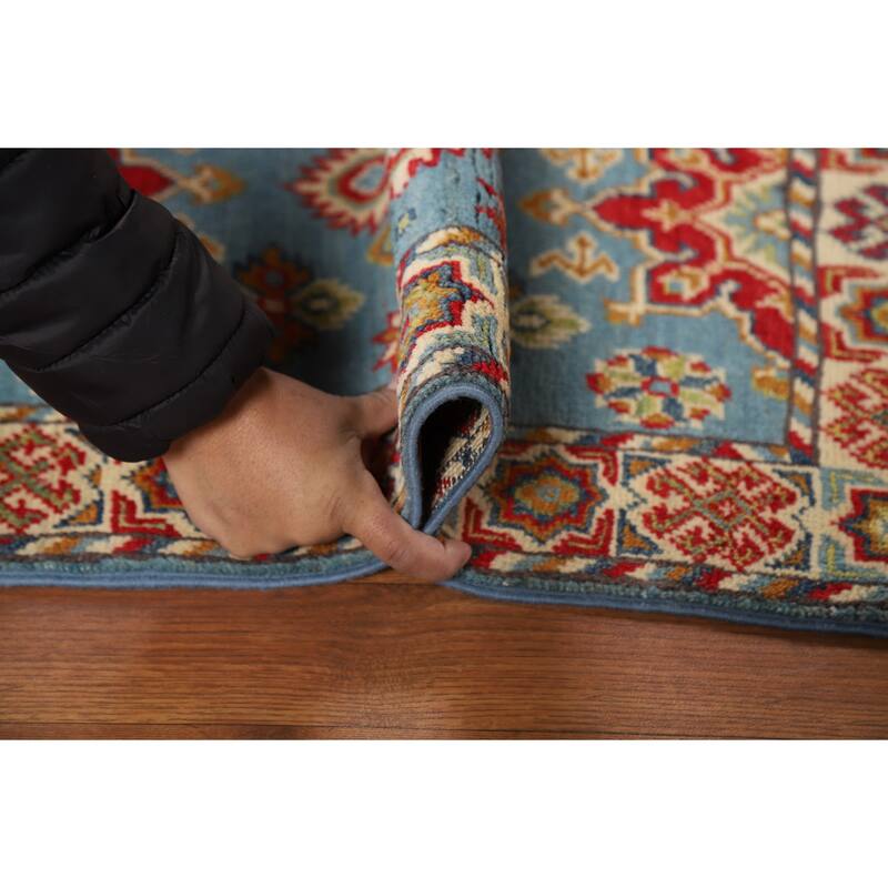 Light Blue Kazak Foyer Rug Handmade Traditional Wool Carpet - 2'0" x 3'0"