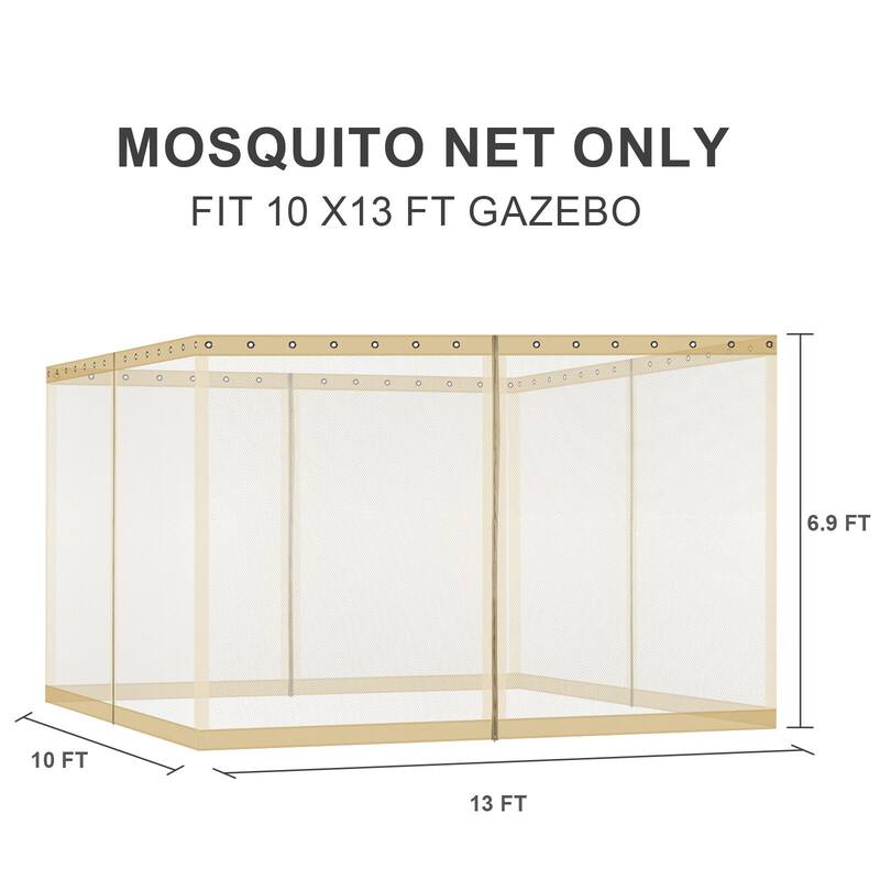 Aoodor Gazebo Universal Mosquito Netting Screen Replacement, 4-Panel Screen Walls with Double Zippers - (Mosquito Net Only)