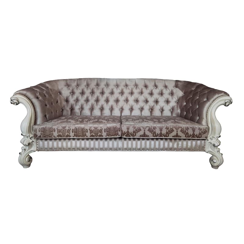 Calvert Ivory and Bone White Sofa with Oversized Scrolled Leg
