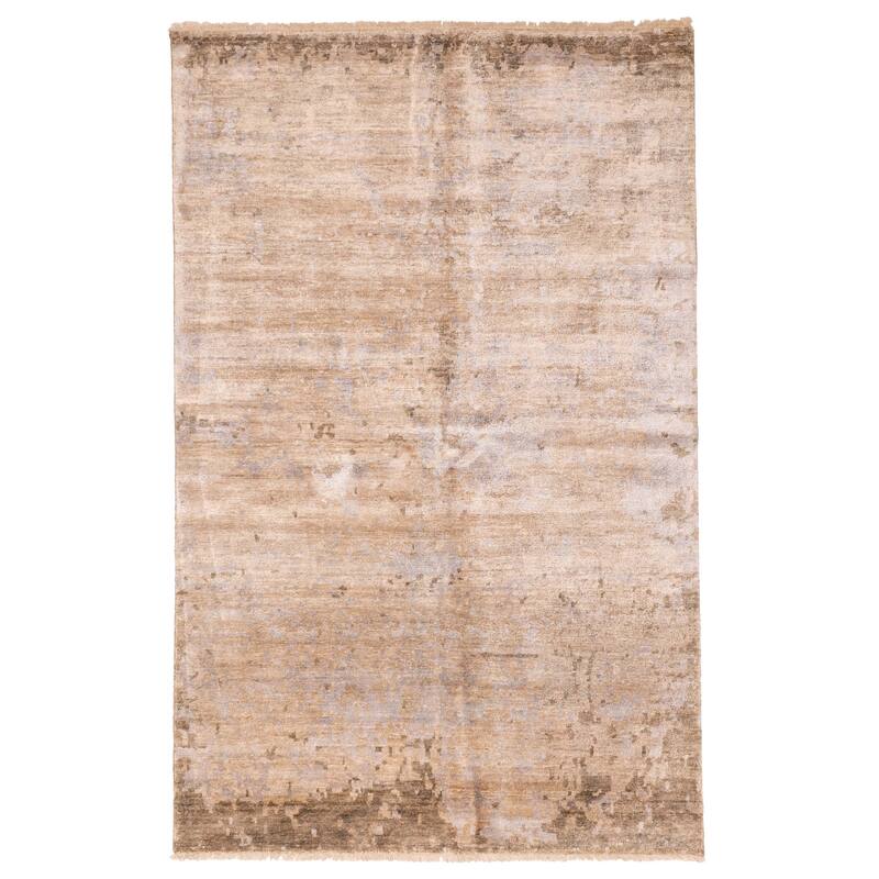 ECARPETGALLERY Hand-knotted Legacy Tan Silk Rug - 6'3 x 9'8