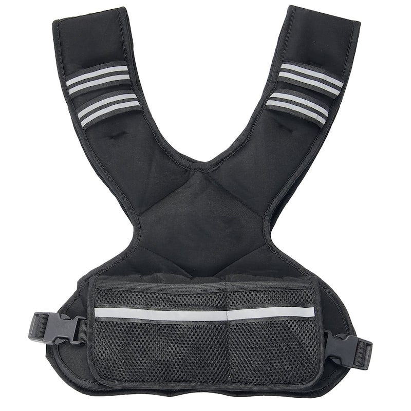 Black Neoprene Adjustable Weighted Vest 11 to 20 lbs with Reflective Strips - 20 Lbs