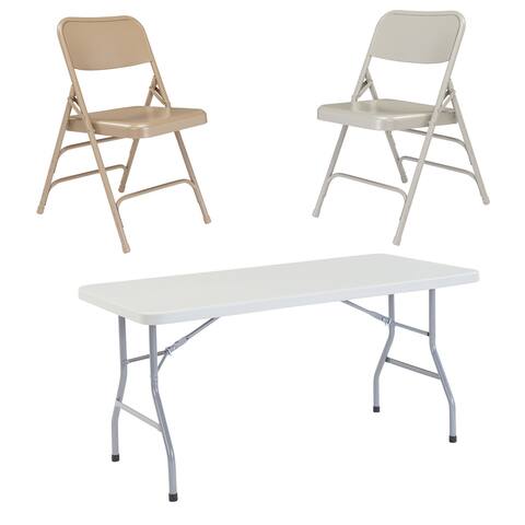 NPS 60-inch Rectangular Table and Folding Chairs Set