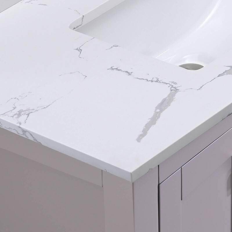 Prismosaic 36 in. Lunar Gray Vanity with Countertop & Splash, Left Sink