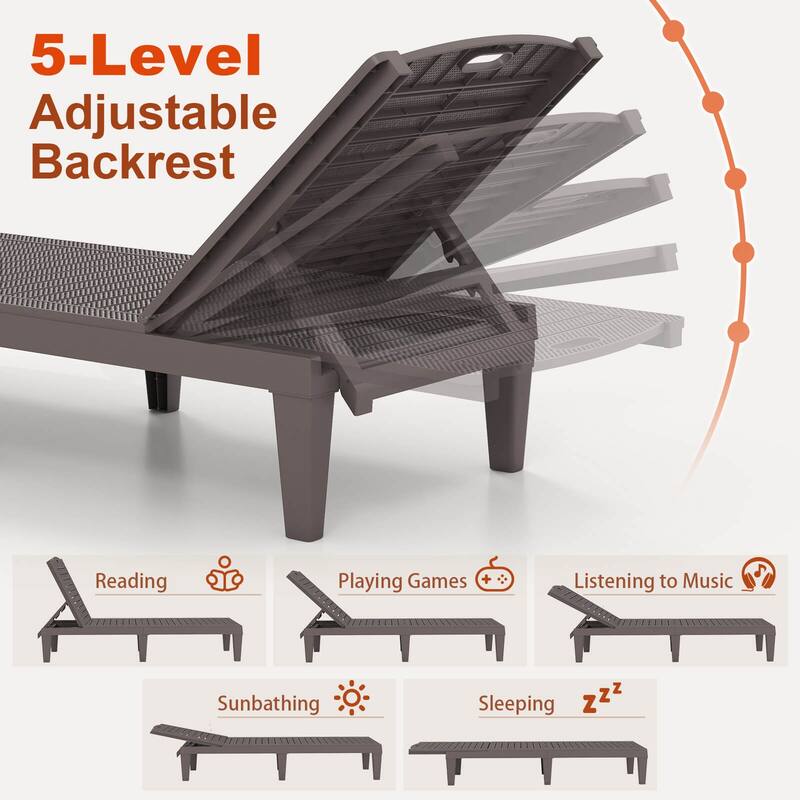 Costway Chaise Lounge Chairs Set of 2 with 5-Position Adjustable - See Details