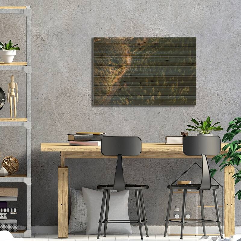 Road Through The Trees Print On Wood by Sebastian Hilgetag - Multi-Color
