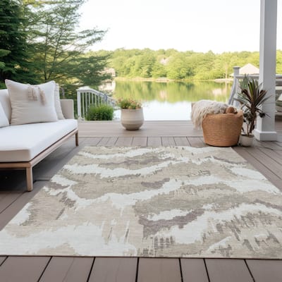 Machine Washable Indoor/ Outdoor Chantille Ombre Abstract Rug