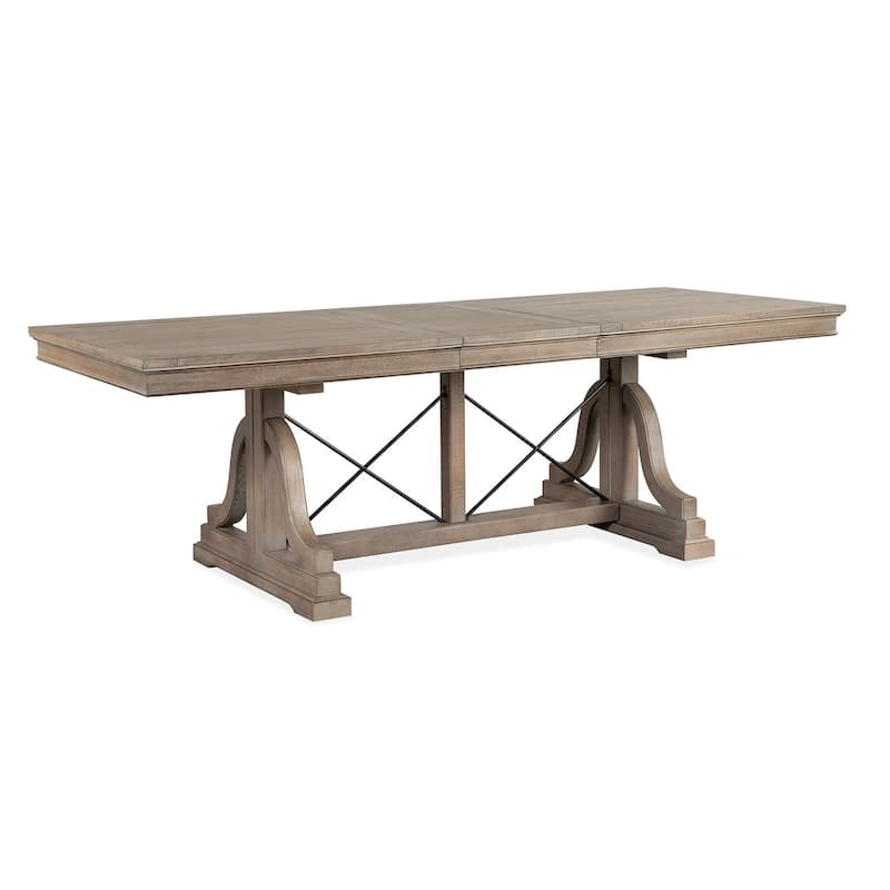 Magnussen Home Paxton Place Dovetail Grey Extendable Trestle Dining Table - 38''W x 72''D x 30''H