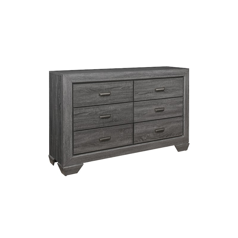Valli 5 Piece Gray Modern Rustic Panel Bedroom Set