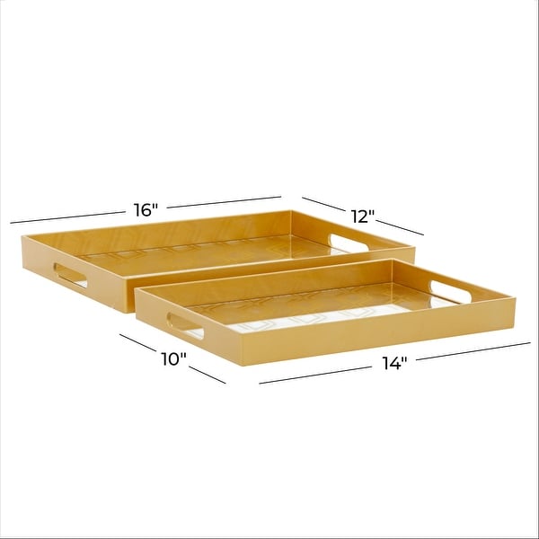 Gold Polypropylene Glam Tray (Set of 2) - 14 x 10 x 2