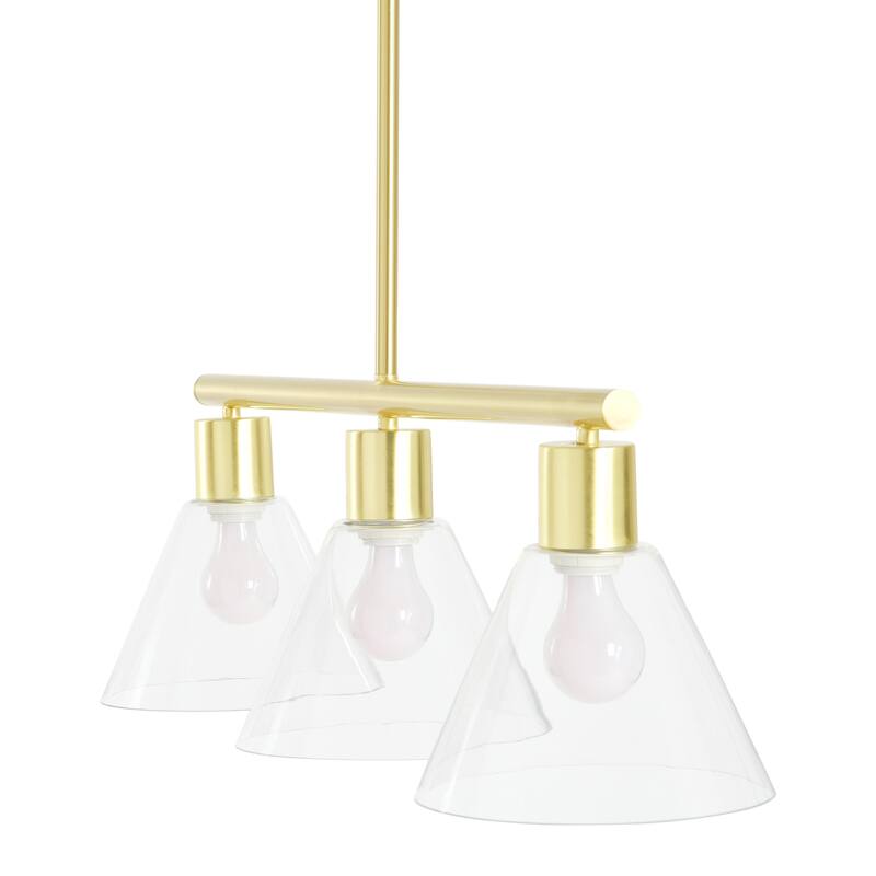 Metal and Glass Linear Chandelier - 33.8"L x 8.6"W x 58.3"H