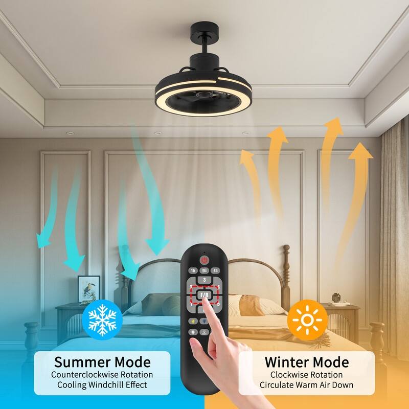 KAWOTI 18.97" Modern Black Integrated LED Fandelier