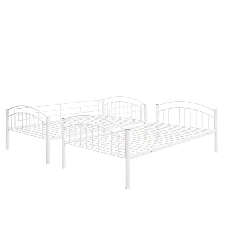 Convertible Twin Over Twin Metal Bunk Bed, White, Space-Saving Design