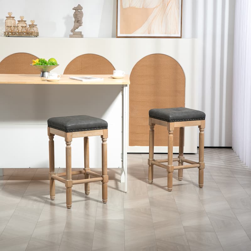 Tufted 26Inch Counter Stools Set of 2 - N/A
